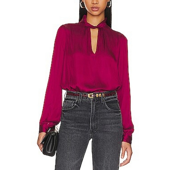 NWOT PAIGE Ceres Top in Mulberry Blouse Size Medium - Picture 1 of 16